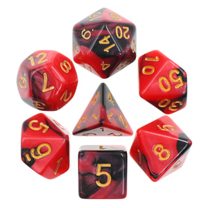 Polyhedral 7pc Dice Set - Red + Black