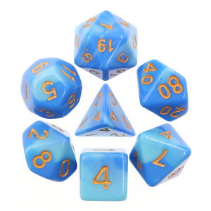 Polyhedral 7pc Dice Set - Sky Blue + Blue