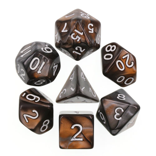 Polyhedral 7pc Dice Set - Gold + Silver