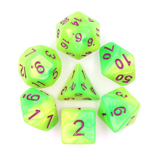Polyhedral 7pc Dice Set - Yellow + Green